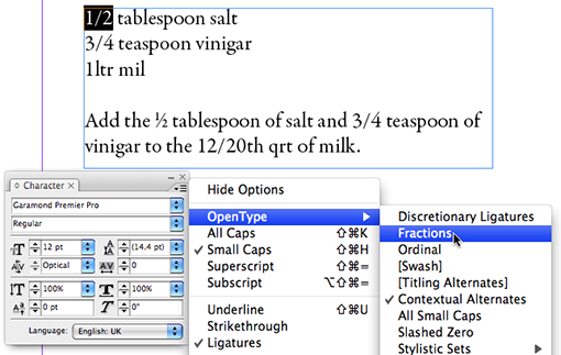 shortcut for fractions in word on mac alt + command +